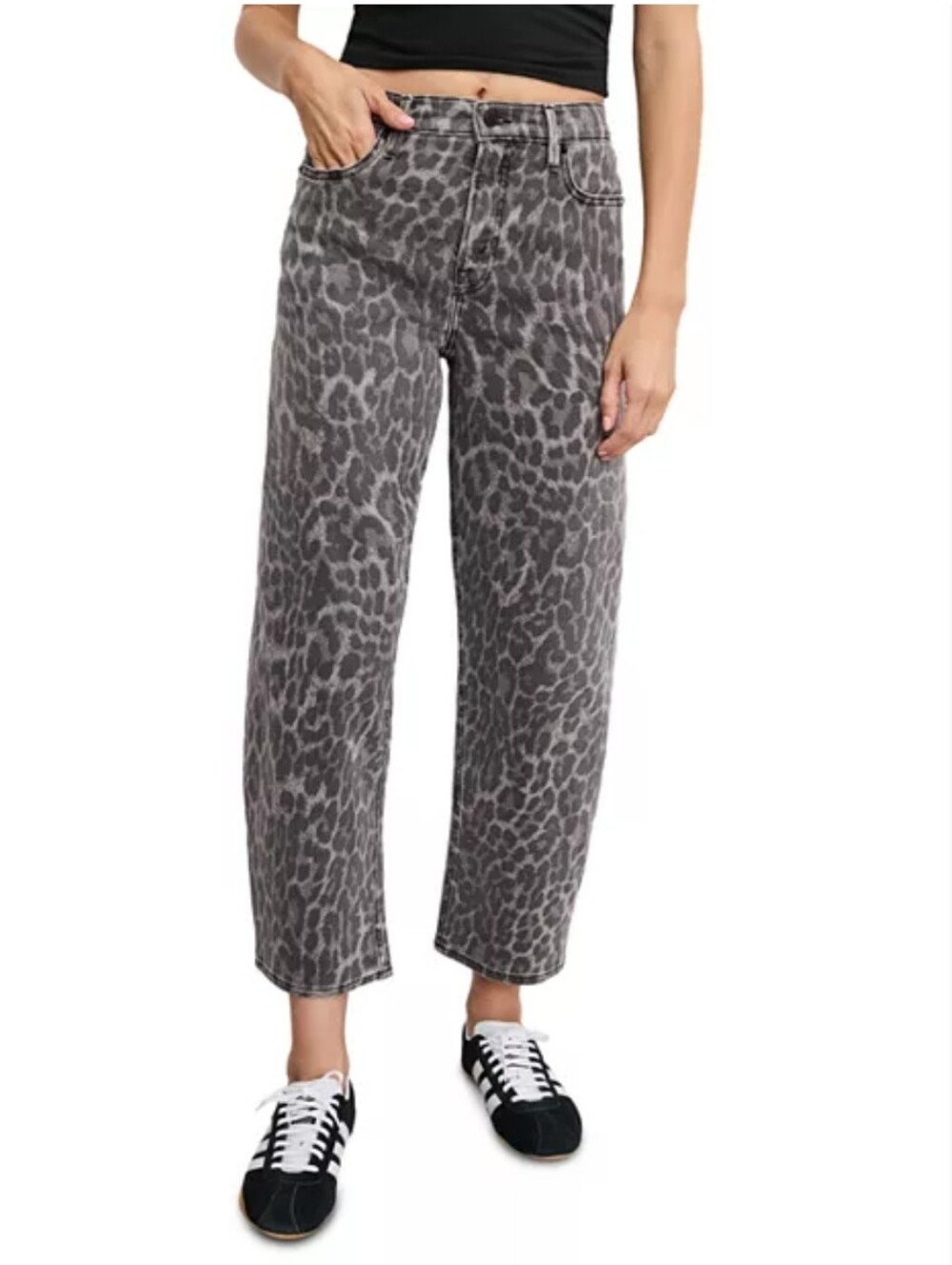 NWT GOOD AMERICAN BARREL RELAXED LEOPARD JEANS SIZE 4/27